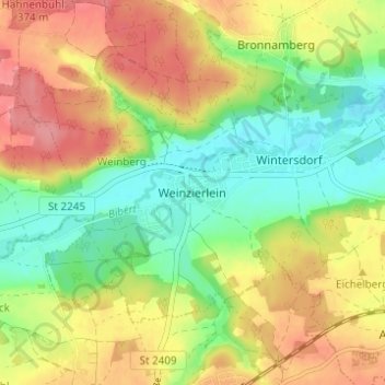Weinzierlein topographic map, elevation, terrain