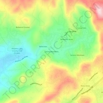 Sonora Meadows topographic map, elevation, terrain