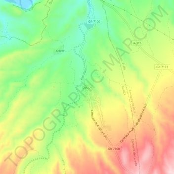 Bácor topographic map, elevation, terrain