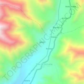 Banda topographic map, elevation, terrain