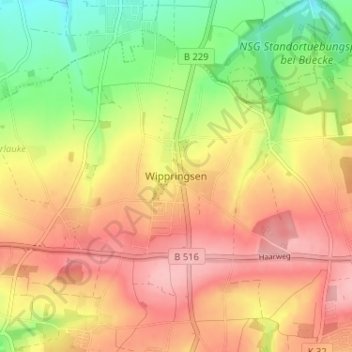 Wippringsen topographic map, elevation, terrain