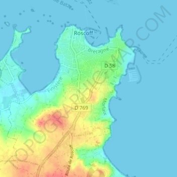 Kermenguy topographic map, elevation, terrain