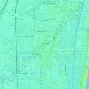 Coral Ridge Isles topographic map, elevation, terrain