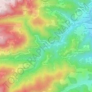 Beaume topographic map, elevation, terrain
