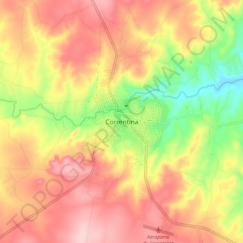 Correntina topographic map, elevation, terrain