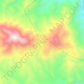 Tlatzala topographic map, elevation, terrain
