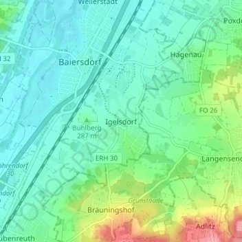 Igelsdorf topographic map, elevation, terrain