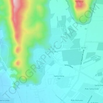 Santa Elena topographic map, elevation, terrain