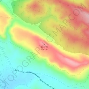 Cuerno topographic map, elevation, terrain