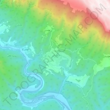 Barzan topographic map, elevation, terrain