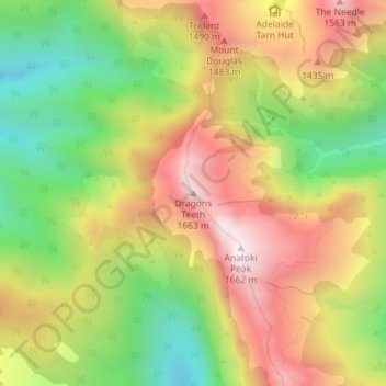 Dragons Teeth topographic map, elevation, terrain