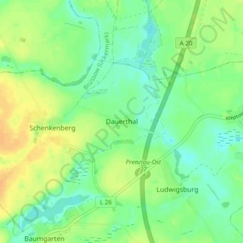 Dauerthal topographic map, elevation, terrain