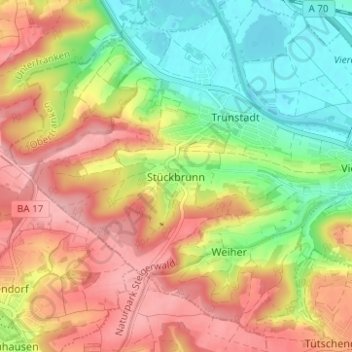 Stückbrunn topographic map, elevation, terrain