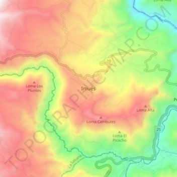 Imués topographic map, elevation, terrain
