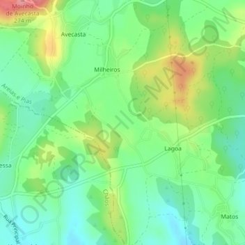 Zagala topographic map, elevation, terrain