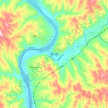碛口镇 topographic map, elevation, terrain