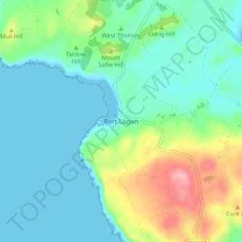 Port Logan topographic map, elevation, terrain