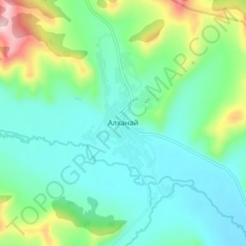 Алханай topographic map, elevation, terrain