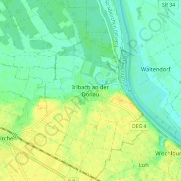 Irlbach an der Donau topographic map, elevation, terrain