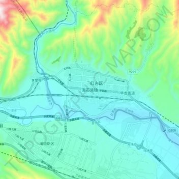 Haishiwan topographic map, elevation, terrain