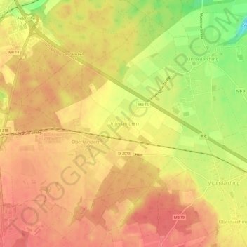 Unterlaindern topographic map, elevation, terrain