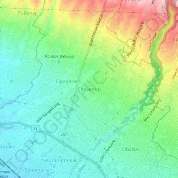 Citeureup topographic map, elevation, terrain