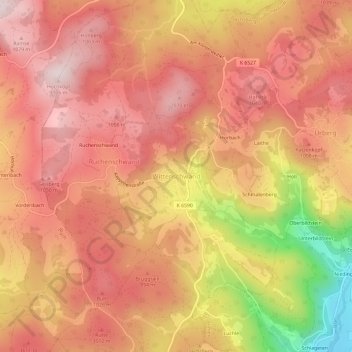 Wittenschwand topographic map, elevation, terrain