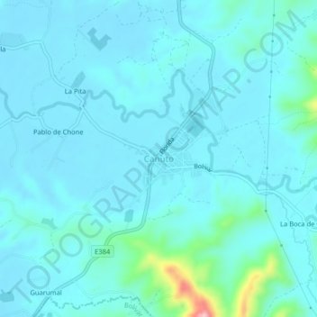 Canuto topographic map, elevation, terrain