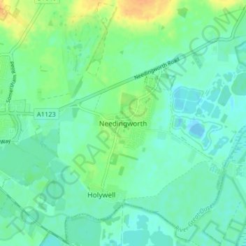 Needingworth topographic map, elevation, terrain