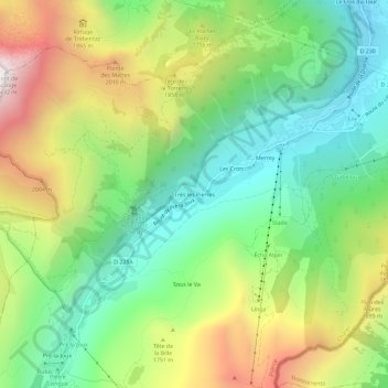 Très les Pierres topographic map, elevation, terrain