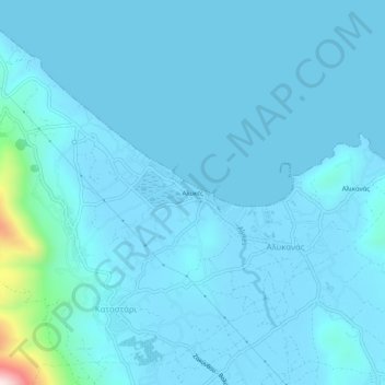 Alikes topographic map, elevation, terrain