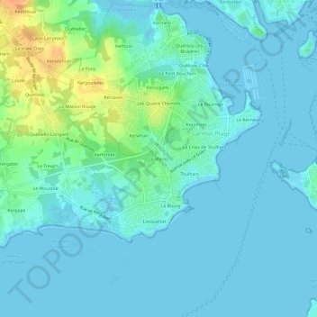 Le Menez topographic map, elevation, terrain