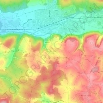 Hüsingen topographic map, elevation, terrain