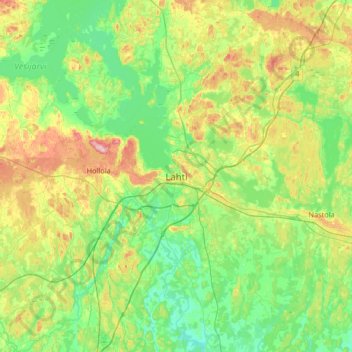 Lahti topographic map, elevation, terrain