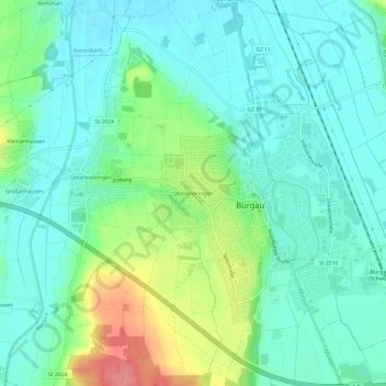 Oberknöringen topographic map, elevation, terrain