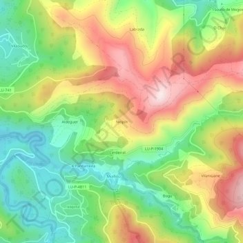 Neipín topographic map, elevation, terrain