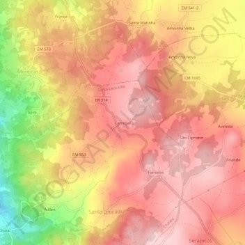 Carregal topographic map, elevation, terrain