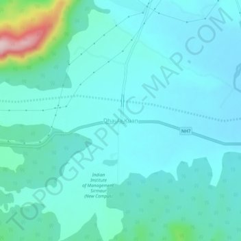 Dhaula Kuan topographic map, elevation, terrain