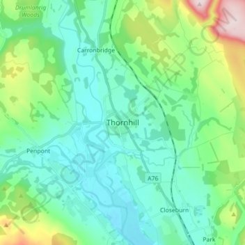 Thornhill topographic map, elevation, terrain