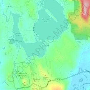 Twin Lakes topographic map, elevation, terrain