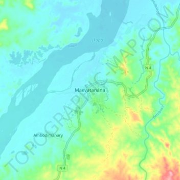 Maevatanàna topographic map, elevation, terrain