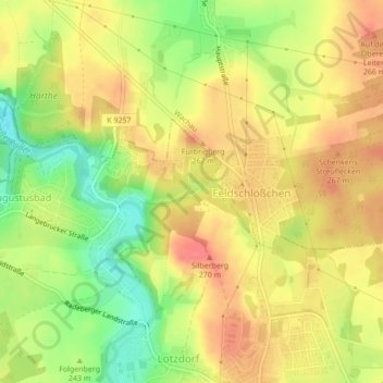 Augustusbad topographic map, elevation, terrain