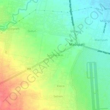 Sugihwaras topographic map, elevation, terrain
