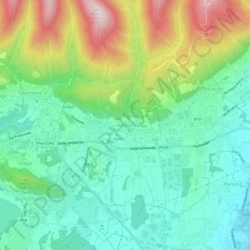 Albese topographic map, elevation, terrain