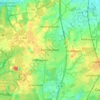 Kirchhellen topographic map, elevation, terrain