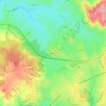 Esbans topographic map, elevation, terrain