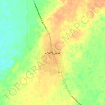 Chami topographic map, elevation, terrain