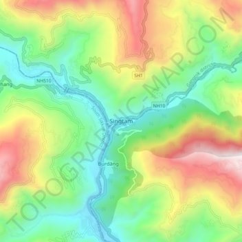 Singtam topographic map, elevation, terrain