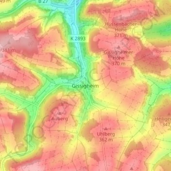 Gissigheim topographic map, elevation, terrain