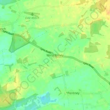 West Bilney topographic map, elevation, terrain